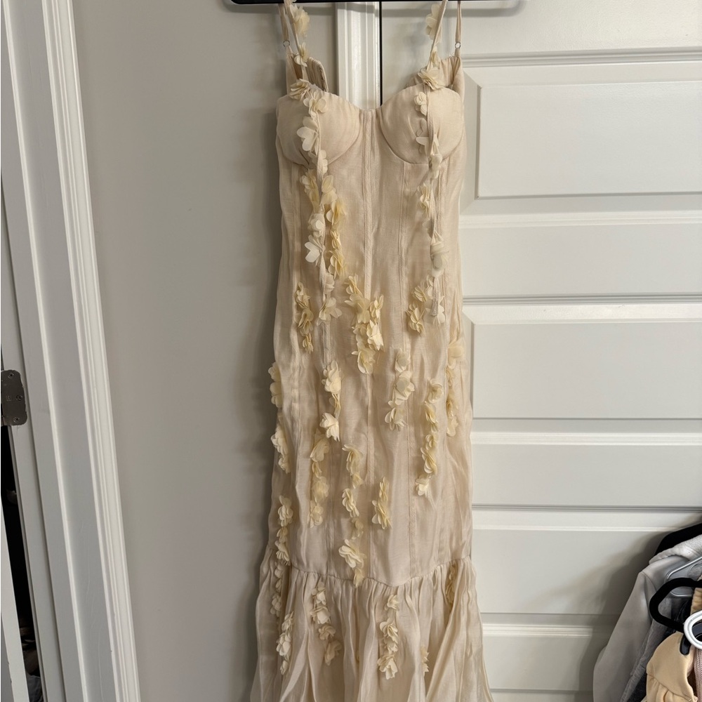 Elegant Cream Floral Dress